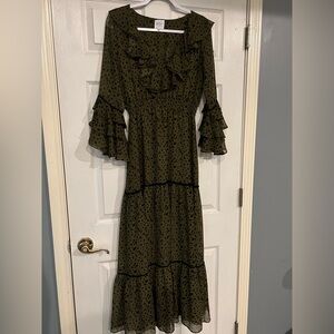 Elegant Ruffled Green Dress